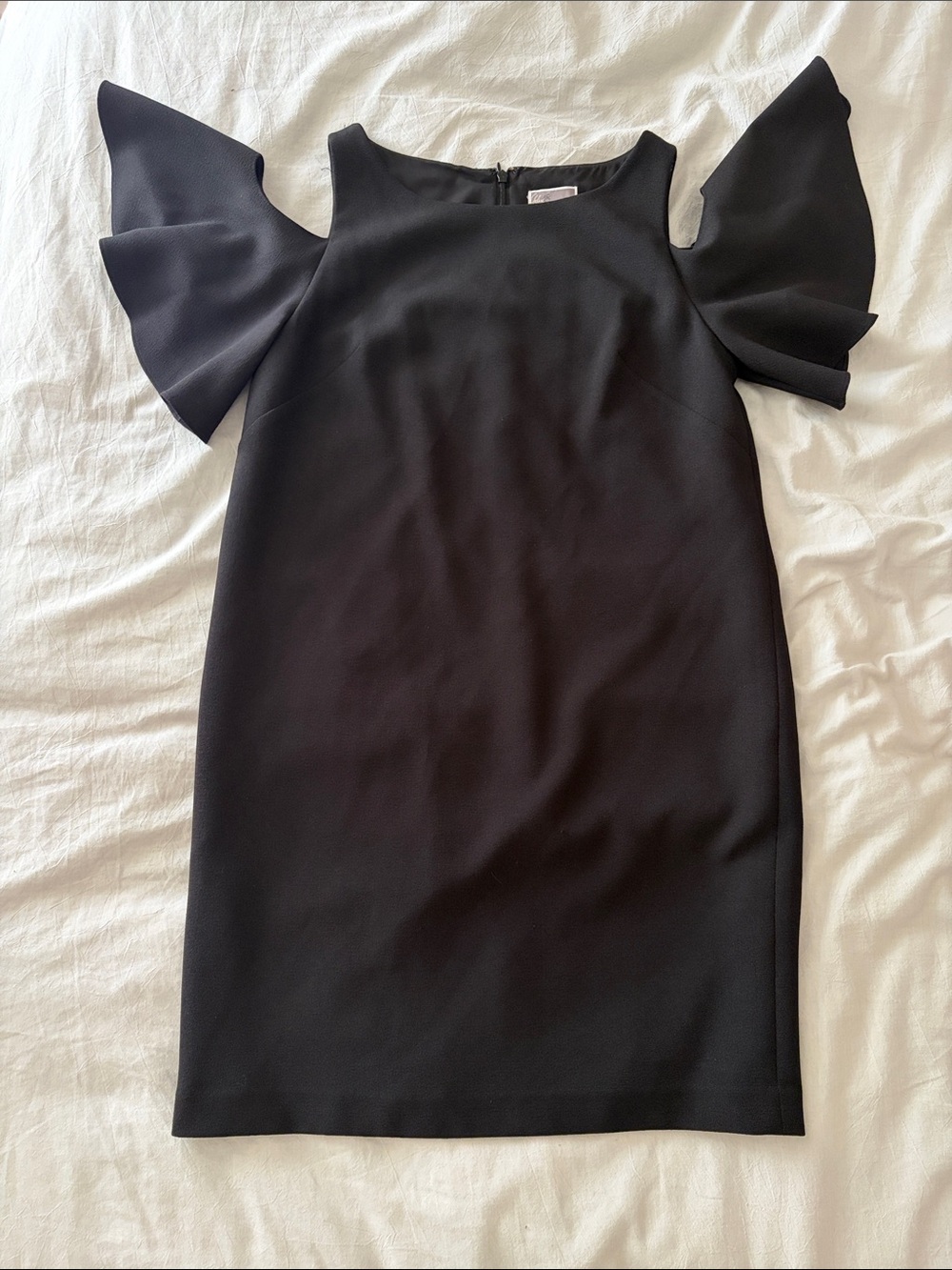 Chelsea28 Black Cold-Shoulder Ruffle Midi Dress